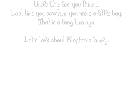 Uncle Charles, you think.... Last time you saw him, you were a little boy. That is a long time ago.  Let's talk about Stephen's family.    There are 10 silhouettes. Charles is silhouette 1 and Diane silhouette 10.